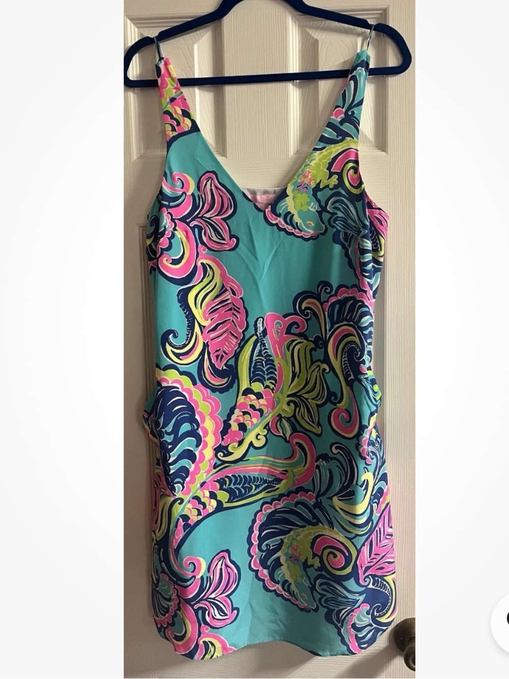 Lilly Pulitzer Turquoise, Pink & Navy Printed Dress Size M